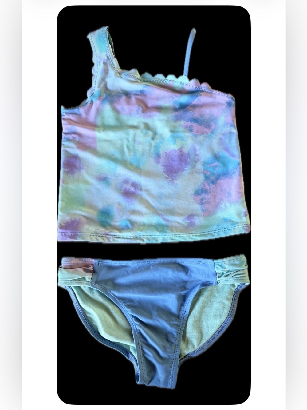 WONDER NATION | M 7/8 | Girls Seafoam Lavender Tankini Bikini Top + Bottom Set